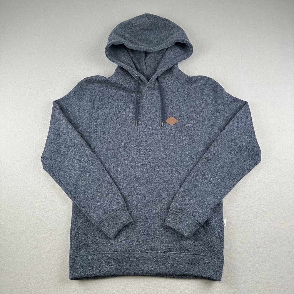 Quiksilver Hoodie Mens Small Blue Gray Heathered Fleece Lined Pullover Surf Co